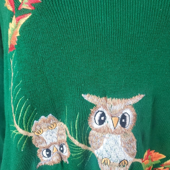 Vintage 1970's CynLes Shirlee Designs Womens Size M /L Owl Sweater Some are Wise - Picture 6 of 6